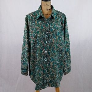 Woman Within Long Sleeve Shirt Size 1X Paisley